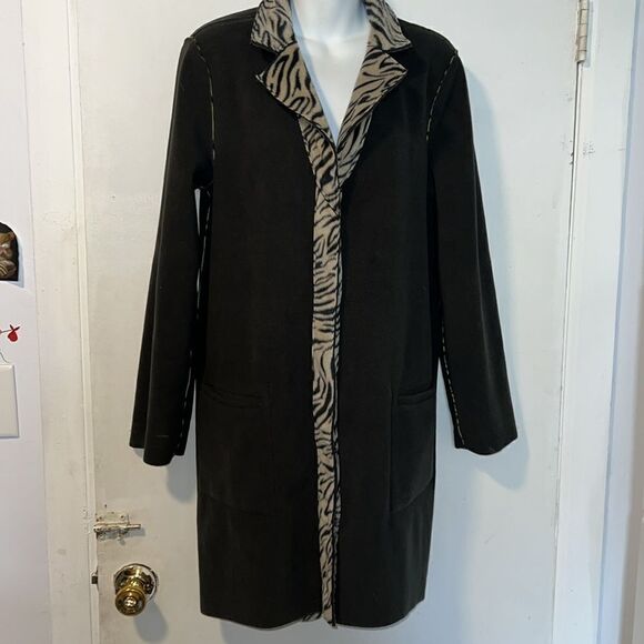 LOGO by Lori Goldstein Reversible Fleece Coat Very Berry-S - Picture 8 of 11